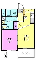 カルム竹林 1LDKの間取図画像