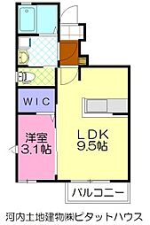 パルテール宮原 1LDKの間取図画像