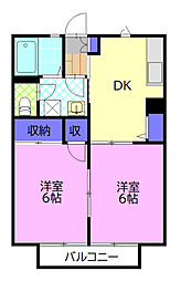 ドリームハイツB 2DKの間取図画像