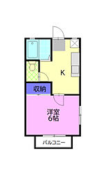 グランシャリオン 1Kの間取図画像