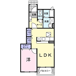 ラフィーネE 1LDKの間取図画像