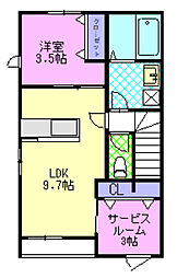 Art  of  Life宝木 1SLDKの間取図画像