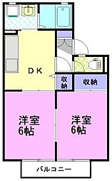 シエル駒生B 2Kの間取図画像