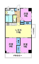 泉ケ丘ハイツ2 3LDKの間取図画像