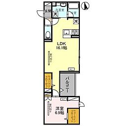 D-GLANZ EAST 2階1LDKの間取り