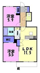 ラ・ヴィータ美輝A 2LDKの間取図画像