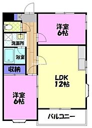 イースト鈴実B 2LDKの間取図画像