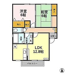 スターブル B 1階2LDKの間取り