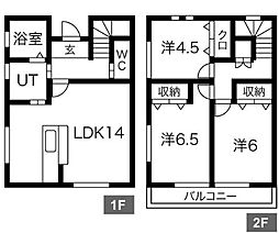 宝木メゾネット 2 2階3LDKの間取り