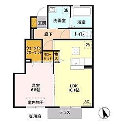 エルヴィレッジ G 1階1LDKの間取り