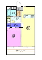 エンゼルタウン宝石 3階1LDKの間取り