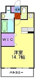 壱番館元今泉 8階ワンルームの間取り
