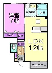 メゾン桜 1階1LDKの間取り
