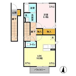 サングレース 1階1LDKの間取り