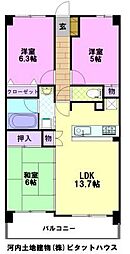 元今泉レジデンス 3LDKの間取図画像