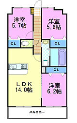 ヴィラージュエクセラン 3LDKの間取図画像