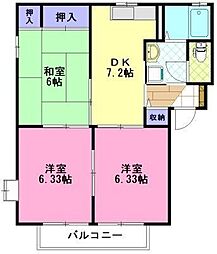 ディアス戸祭D 3DKの間取図画像