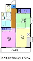 クラシティ御幸 2DKの間取図画像