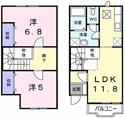 さくらコリーヌD 2LDKの間取図画像