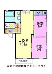 コーポラスあずまC 2LDKの間取図画像