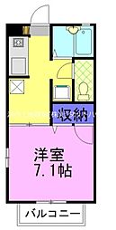 コーポマツミB 1Kの間取図画像