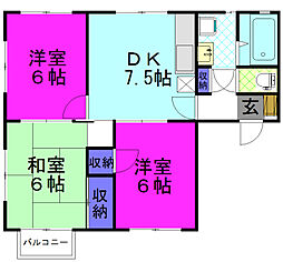 タウンハウス松実C 3DKの間取図画像