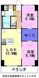 グラースリオ 2LDKの間取図画像