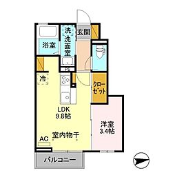 オーキッドゆいの杜 1LDKの間取図画像