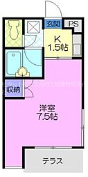 カレッジメイト御幸ヶ原 1Kの間取図画像