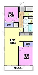 第二元今泉ハイタウン 2LDKの間取図画像