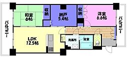 オヴェスト宇都宮ザ・タワー 2SLDKの間取図画像