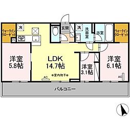 ユーストマ 3LDKの間取図画像