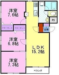パティオボヌール 3LDKの間取図画像