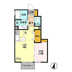 フォーゲルテラスロート2 1LDKの間取図画像