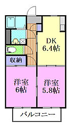 パレスSS2 2DKの間取図画像