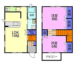 宇都宮市竹林町アパート 2LDKの間取図画像
