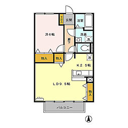 シャルマン富士見ヶ丘 1LDKの間取図画像