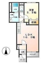 ルミナスハイム東宝木 1LDKの間取図画像