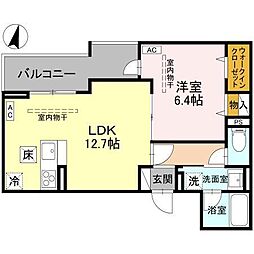 TORISIAS ゆいの杜6丁目 D棟 1LDKの間取図画像