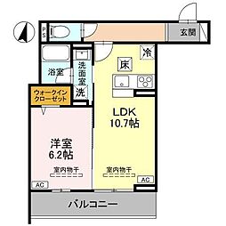 TORISIAS ゆいの杜6丁目 D棟 1LDKの間取図画像