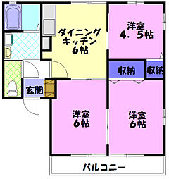 モデラートA 3DKの間取図画像