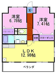 モアルミーネ 2LDKの間取図画像