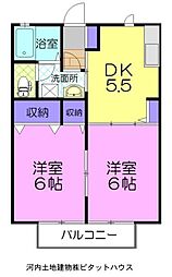 ラフォーレ・ミュウ 2DKの間取図画像