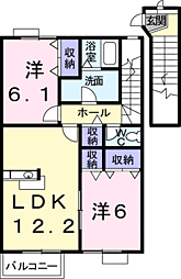 ドリームハイツB 2LDKの間取図画像
