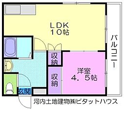 アルザス 1LDKの間取図画像