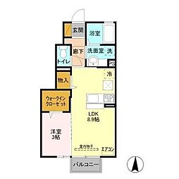 グランドゥ迦希 1LDKの間取図画像