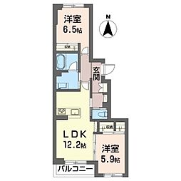 ラフィナート住吉 2LDKの間取図画像