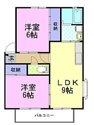 ウインディア15E 2LDKの間取図画像