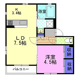 グレンツェンB 1SKの間取図画像