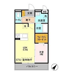 ロイヤルビュー 1LDKの間取図画像